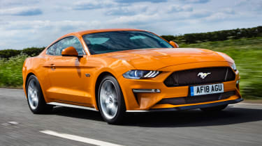 Ford Mustang orange front driver side