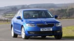 2014 Skoda Octavia in blue driving around a corner