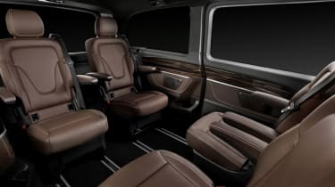Die neue Mercedes-Benz V-Klasse – Interieur, Leder Nappa maronThe new Mercedes-Benz V-Class – Interior, marron nappa leather