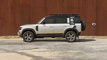 2020 Land Rover Defender 110 P400e plug-in hybrid - side view charging 