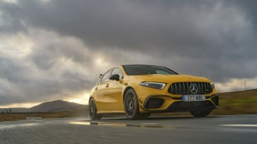 Mercedes-AMG A 45 S hatchback - front 3/4 dynamic passing view
