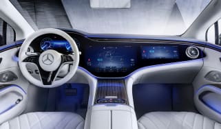2021 Mercedes EQS interior with optional Hyperscreen infotainment system