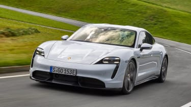 Porsche Taycan saloon on track