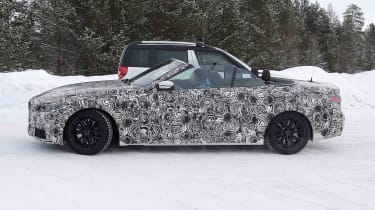BMW 4 Series Convertible prototype - side view with roof down