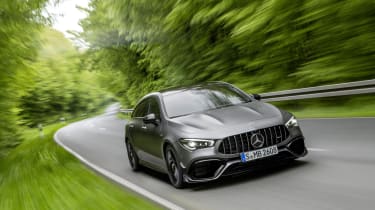 2019 Mercedes-AMG CLA 45 S Shooting Brake - front close chase view
