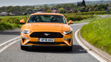 Ford Mustang driving - front view