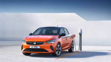 2020 Vauxhall Corsa-e - plugged in at a charging station