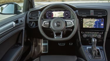 Inside, the steering wheel is beautifully shaped and a compact size makes it easy to use in energetic driving