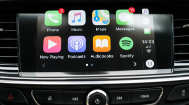 An eight-inch infotainment system features DAB radio, sat nav and Apple CarPlay as standard