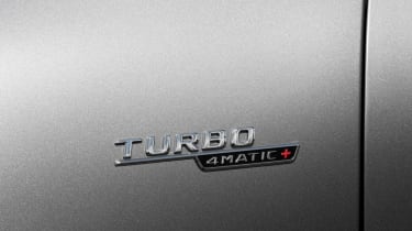 2019 Mercedes-AMG CLA 45 S Shooting Brake - turbo badging close up 