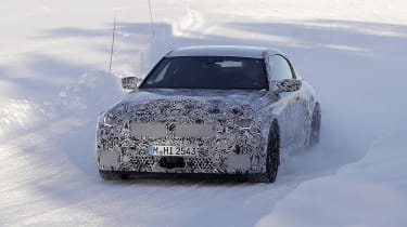 2022 BMW M2 spy shot front snow