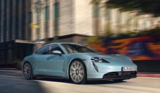 2020 Porsche Taycan 4S - rear 3/4 dynamic view