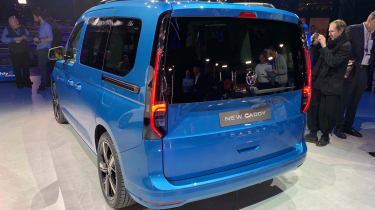 Blue Volkswagen Caddy rear