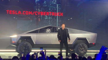 Tesla Cybertruck - side view at official unveiling 