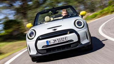 MINI Electric Convertible prototype front tracking