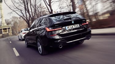 2020 BMW 330e Touring - rear 3/4 view dynamic