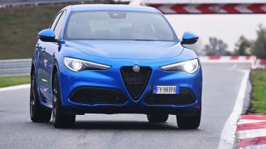 Alfa Romeo Stelvio SUV front on track