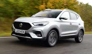 MG ZS SUV review front 3/4 tracking