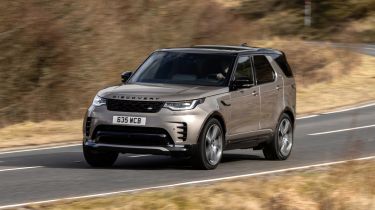 Land Rover Discovery SUV front 3/4 driving