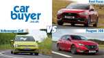 Ford Focus vs Volkswagen Golf vs Peugeot 308 header
