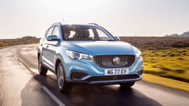 MG ZS EV SUV front 3/4 tracking