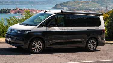 Volkswagen California front quarter landscape behind