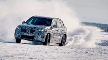 BMW iX1 winter testing front cornering