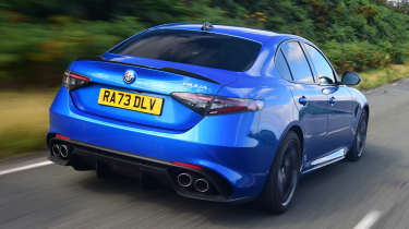 Alfa Romeo Giulia Quadrifoglio rear quarter driving