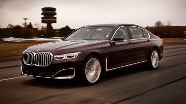 BMW 745e hybrid saloon front tracking 