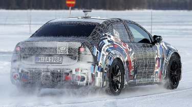 BMW M3 electric spy shot rear quarter