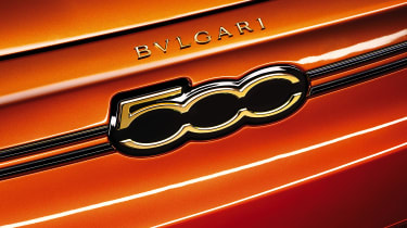 2020 Fiat 500 electric Bvlgari - front badge