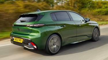 Peugeot 308 rear quarter green cruising