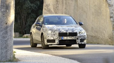 2019 BMW 1 Series pre-production front driving 