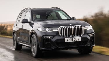 BMW X7 SUV front 3/4 tracking