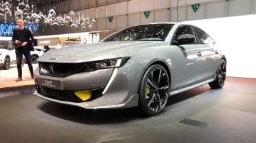 Peugeot 508 Sport Hybrid front left - at Geneva