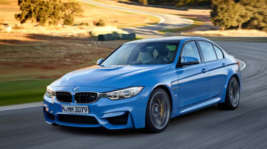 BMW M3 saloon 2014 front quarter tracking