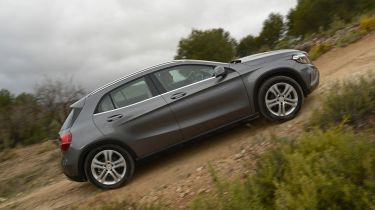 Mercedes GLA driving uphill