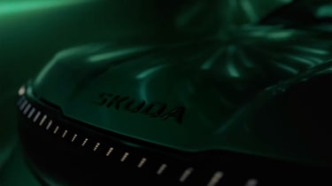 Skoda seven seater EV teaser bonnet