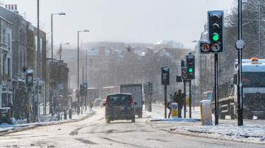 Winter driving traffic lights