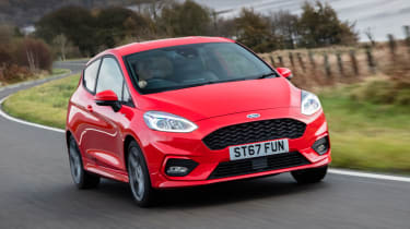 Ford Fiesta hatchback front 3/4 driving