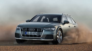 New 2019 Audi A6 Allroad estate - front 3/4 driving off-road