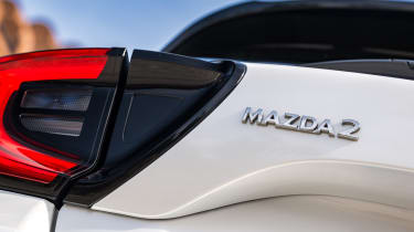 Mazda2 Hybrid logo closeup