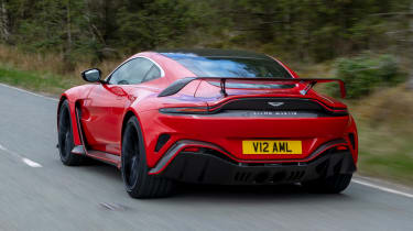 Aston Martin V12 Vantage driving - rear