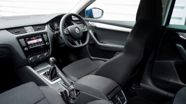 The Octavia may not have the same sense of style inside as the Audi or the Golf but the interior is smart and well built.