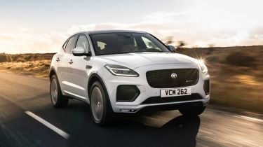 Jaguar E-Pace SUV review front 3/4 driving