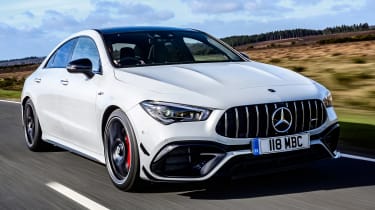 Mercedes-AMG CLA 45 saloon front 3/4 tracking