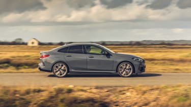 BMW M235i Gran Coupe saloon side panning