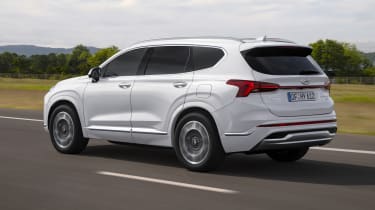 2020 Hyundai Santa Fe driving - rear view