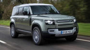 Land Rover Defender SUV front 3/4 tracking