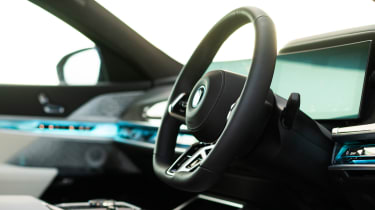 BMW i7 saloon steering wheel